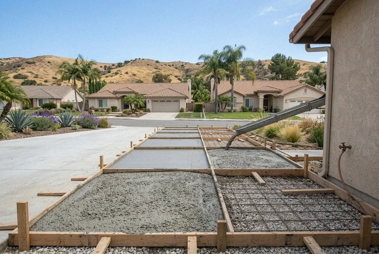 Paving a reinforced concrete driveway slab in Aliso Viejo