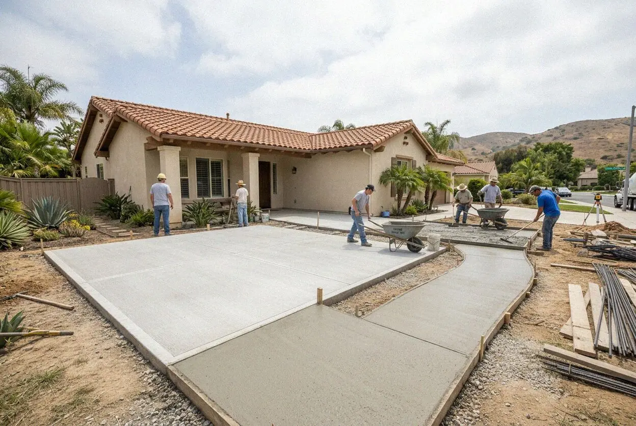 Excavating a continuous concrete grade beam footing in Irvine