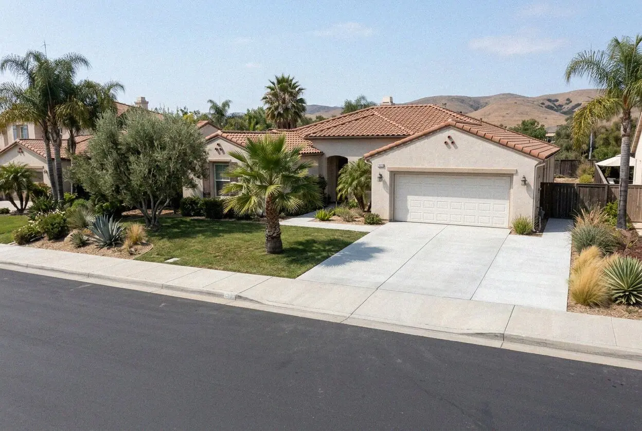 New concrete driveway at a Woodbridge village home in Irvine