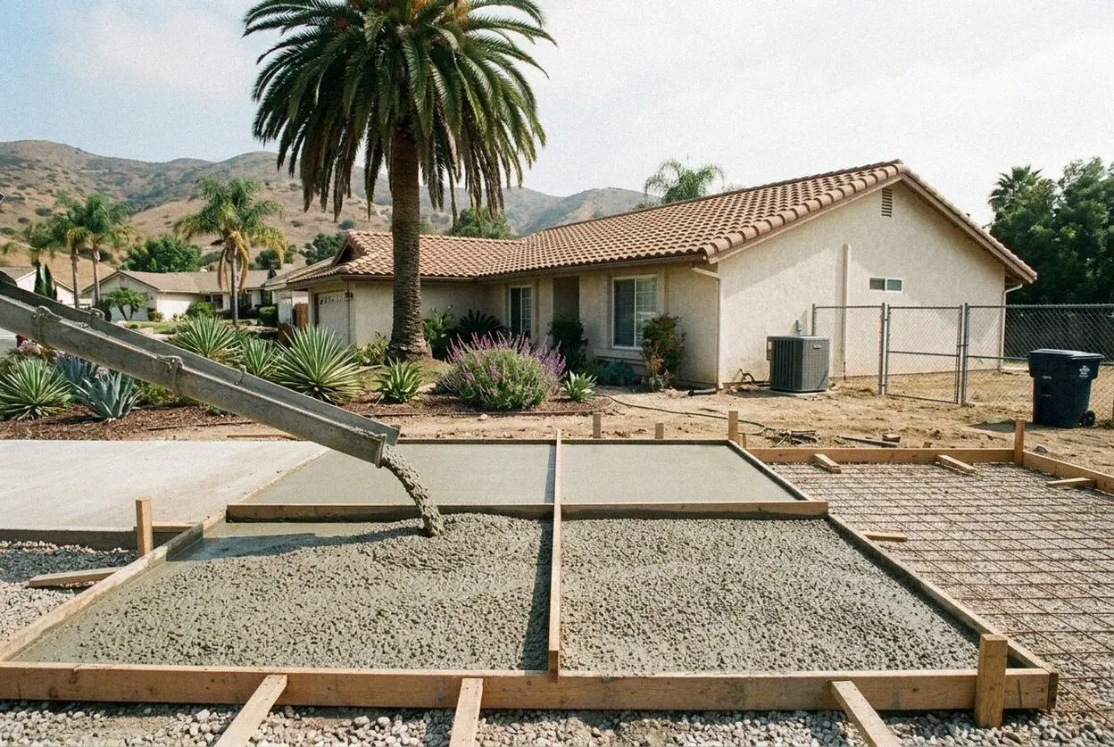 Pouring a reinforced concrete driveway slab in Lake Forest