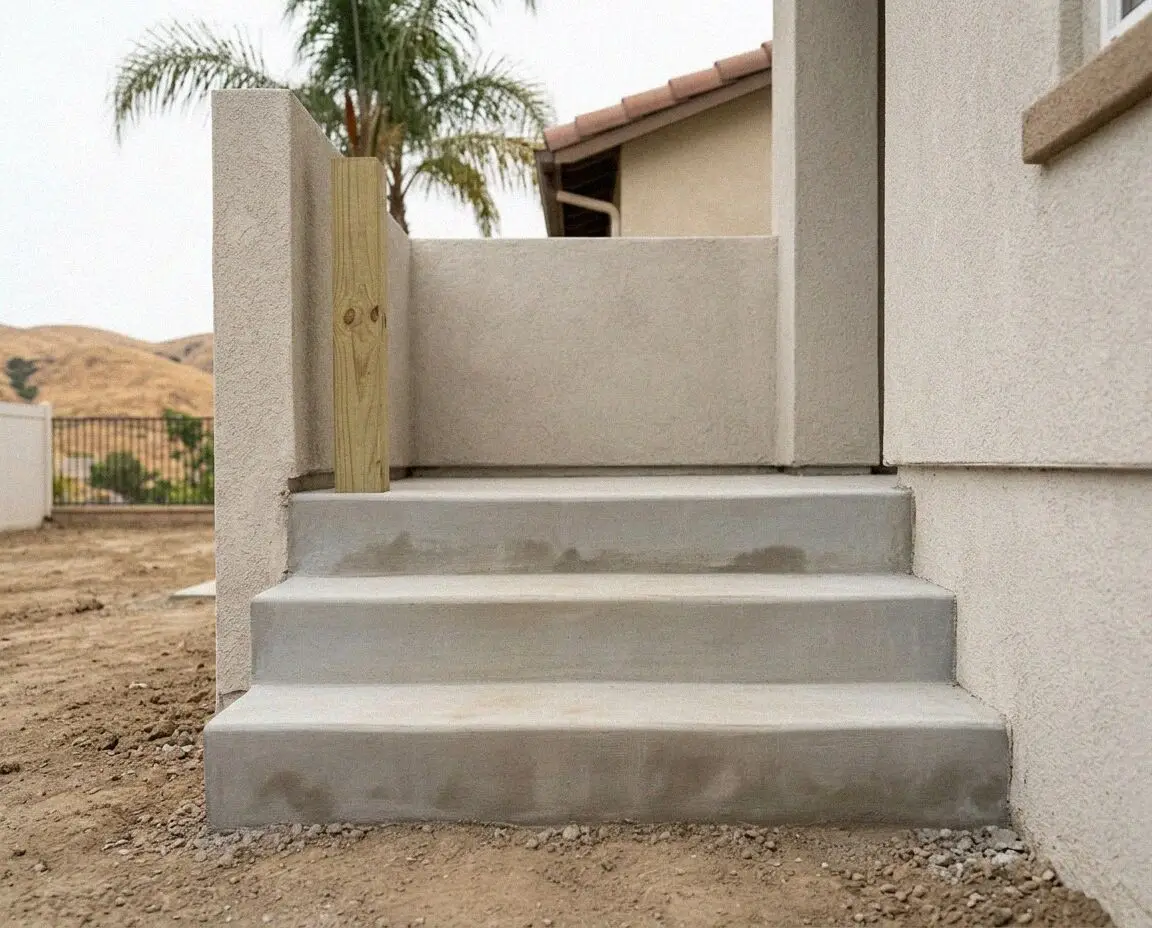 Poured concrete front entry steps at an Irvine residential home