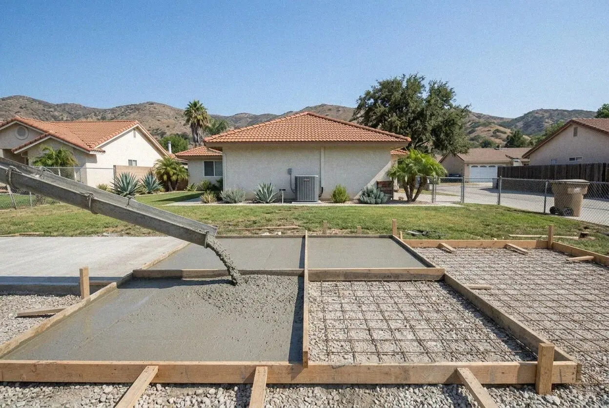 Finishing a reinforced concrete driveway slab in Westminster